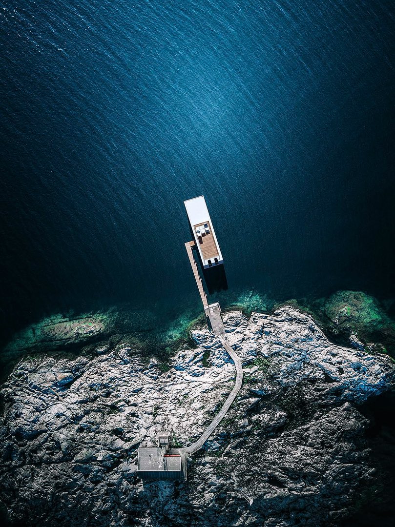 Floating Homes schwimmender Häuser aus der Vogel-Perspektive